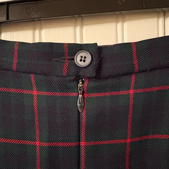 Pendleton 100% Virgin Wool Plaid Midi Skirt Lined Navy Red Tartan Size 16 - Picture 7 of 10